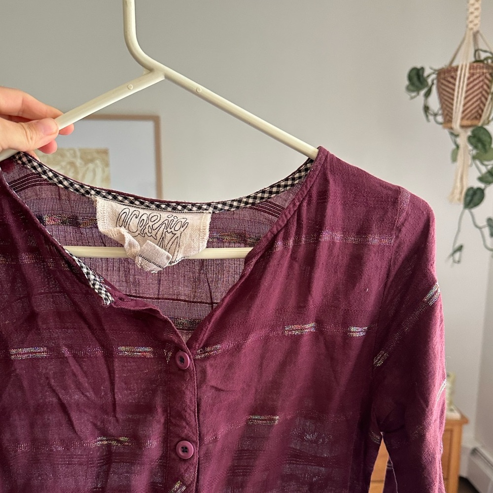 Ace & jig burgundy linen dress midi sz:Xs fall